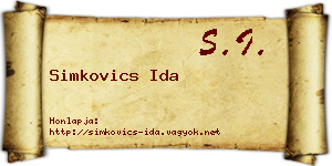 Simkovics Ida névjegykártya